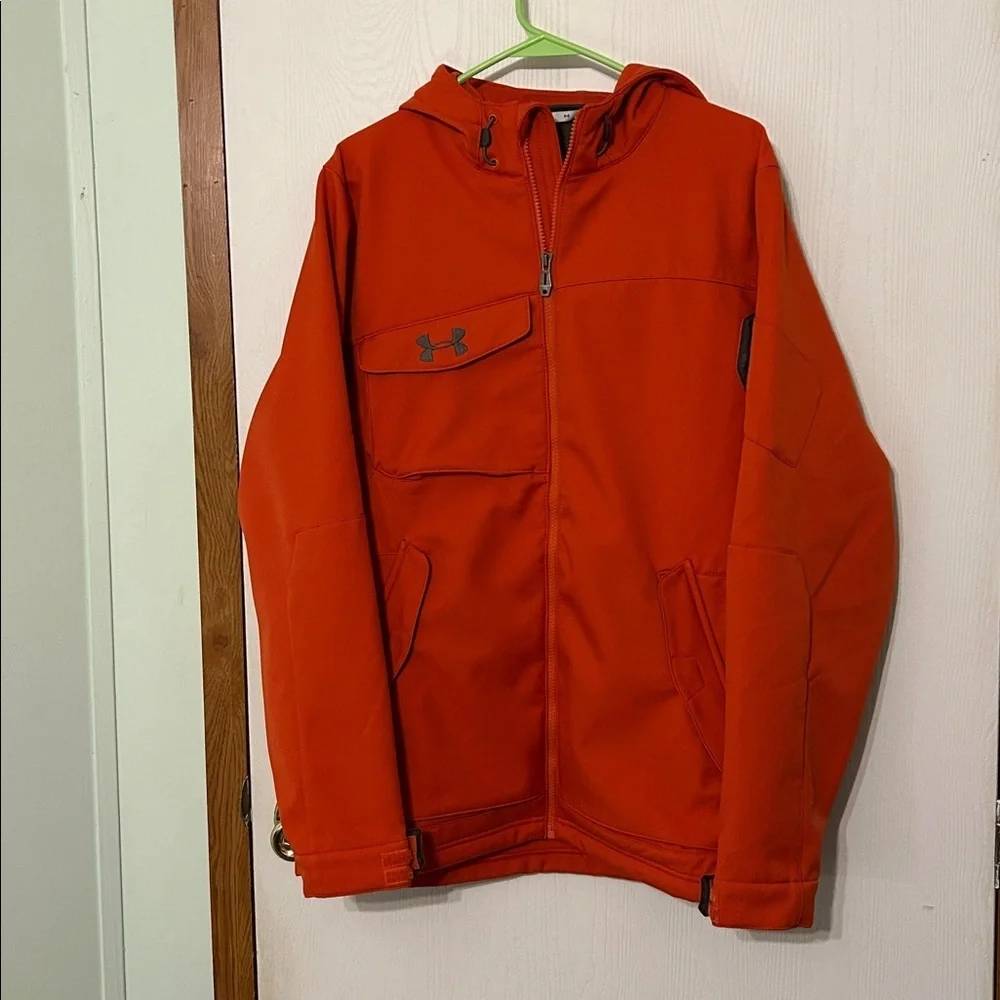 Under Armour Storm Vibrant Orange Zip-Up Jacket With Hood and Pockets Size M